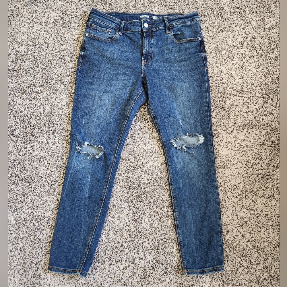 Old Navy Rockstar Super Skinny Mid-Rise Distressed Jeans Size 12 Short